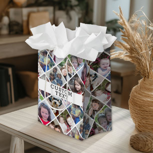 12 Photo Diamond Pattern with custom text Medium Gift Bag