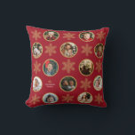 12 Photo Family Snowflake Red Vintage Christmas  Cushion<br><div class="desc">Print the child's name on this red wrapping paper to add a festive touch to any Christmas gift you give.</div>