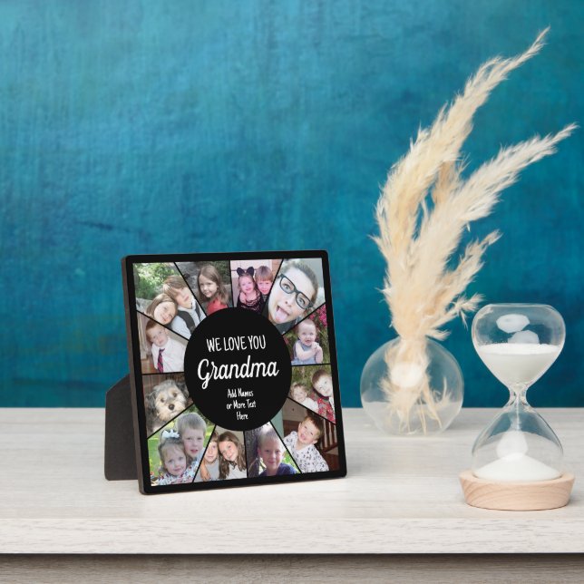 12 Photo Funky Photo Collage - We Love You Grandma Plaque (Insitu)