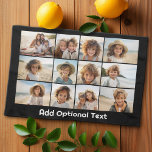 12 Photo Grid Collage - Black White - Mod Type Tea Towel<br><div class="desc">A simple photo grid with 3 rows and 4 columns of photos. 6 Photos are square, and the remaining 6 photos are horizontal/landscape. The design is modern and minimal and includes a simple, retro-looking font to add text at the bottom. Make personalised photo blanket or a make a gift that...</div>