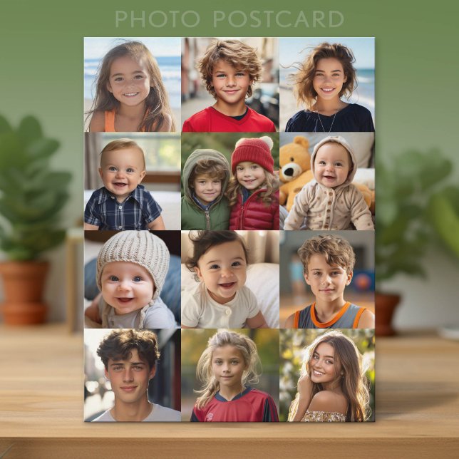 12 Photo Grid Collage - Photos Only Postcard (Custom Photo Postcard with Lots of Pictures)