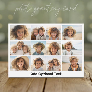 12 Photo Grid Collage - White - Mod Type Black Holiday Card