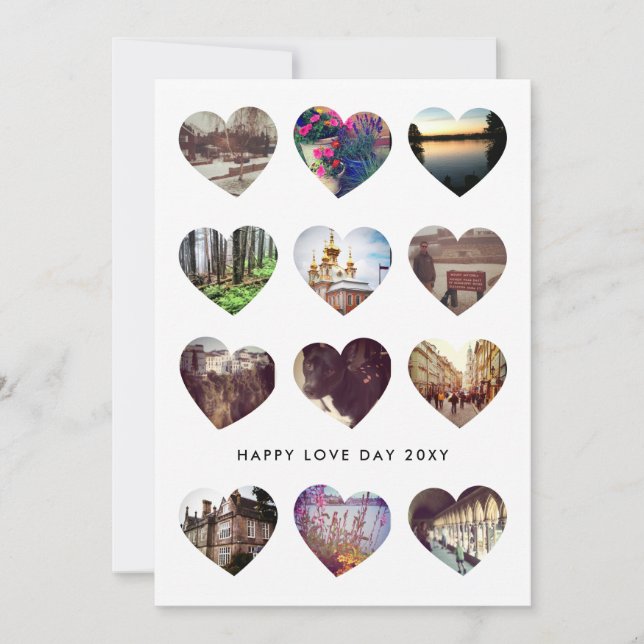 12 Photo Heart Collage Valentine's Day Love Card (Front)