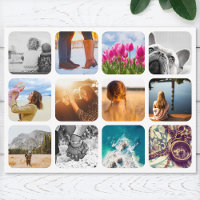 12 Photo Holiday Postcard Template Grid Frame