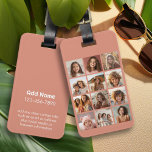 12 Photo Instagram Collage - Pastel Coral Rose Luggage Tag<br><div class="desc">Add your favourite pictures to this photo grid of 12 slots. You can use any photos for this grid.</div>