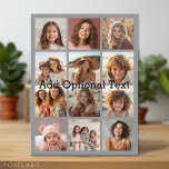 12 Photo Instagram Collage pastel grey background Postcard<br><div class="desc">A simple grid with your favourite photos stacked in a photo collage with 12 photos and a text block. Add your favourite pics to this fun template. You can use Instagram photos or any photos for this grid.</div>