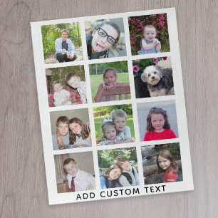 12 Photo Instagram Collage - white with black type Jigsaw Puzzle