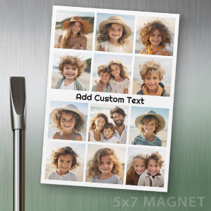 12 Photo Instagram Collage White with Text Magnet
