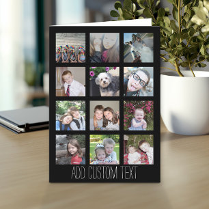 12 Photo Instagram Collage with Black Background Card