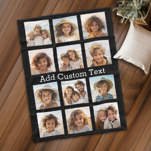 12 Photo Instagram Collage with black Background Fleece Blanket