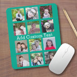 12 Photo Instagram Collage with Green Background Mouse Pad<br><div class="desc">Add your favourite pics to this fun template. You can use Instagram photos or any photos for this grid.</div>