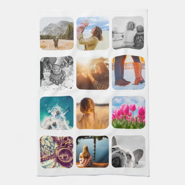 12 Photo Kitchen Towel Template Grid Rounded Frame (Vertical)