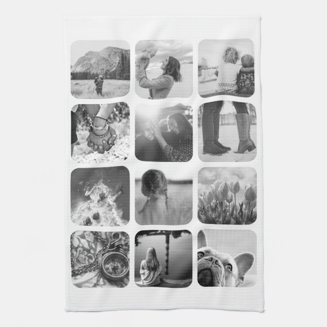 12 Photo Kitchen Towel Template Grid Rounded Frame (Vertical)