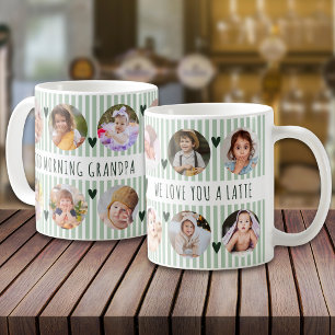 12 Photo Sage Green Striped Good Morning Grandpa Coffee Mug