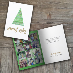 12 Photo - Warmest Wishes Christmas Tree Ornaments Holiday Card