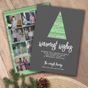 12 Photo - Warmest Wishes Christmas Tree Ornaments Holiday Card