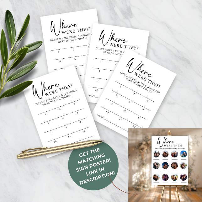 12 Photo Where Were They Game Guess Card (12 Photo Where Were They Game Guess Cards)