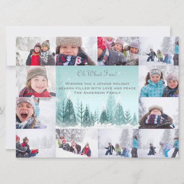 12 Photo Winter Landscape Collage - 6x8 Christmas Holiday Card (Front)