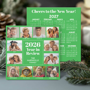 12 Photo Year in Review - 2026 Green Holiday Card