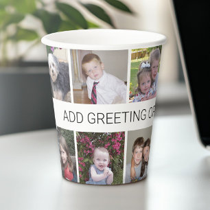 12 Photos - Modern Collage - White with Text Paper Cups