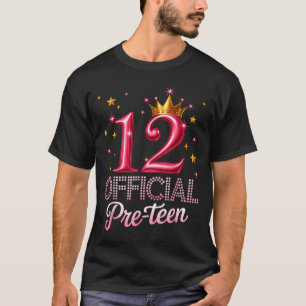 12 pre-teen golden crown happy 12th birthday girls T-Shirt