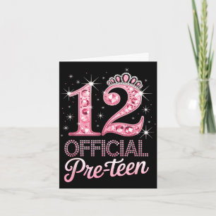 12 pre-teen pink crown happy 12th birthday for card