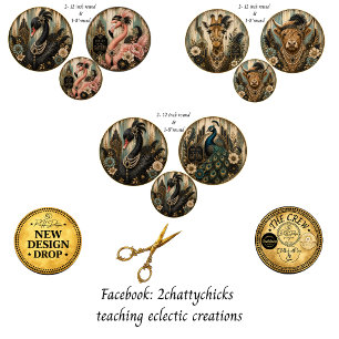 12"Round Gatsby Glam Swan Flamingo Giraffe Wrapping Paper Sheet
