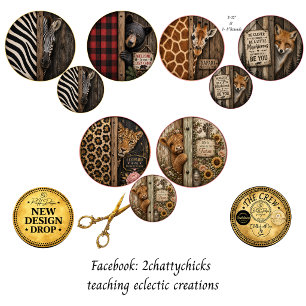 12" Rounds Animal Quotes Zebra Bear Giraffe Fox  Wrapping Paper Sheet