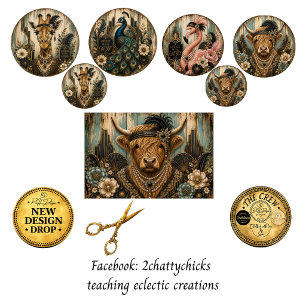 12" rounds Gatsby Giraffe Highland & Flamingo  Wrapping Paper Sheet