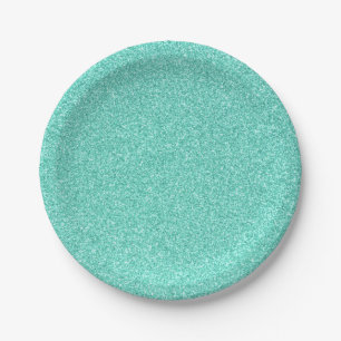 12 Seafoam Glitter Print Sparkles Party Supplies Paper Plate