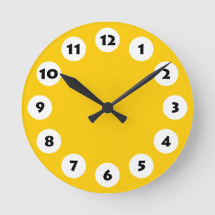 12 Spots - Black with White on Amber Round Clock