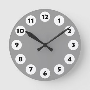 12 Spots - Black with White on Grey Round Clock