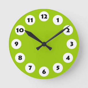 12 Spots - Black with White on Martian Green Round Clock