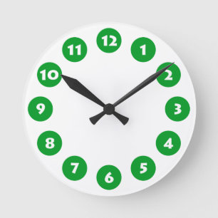 12 Spots - White with Grass Green on White Round Clock