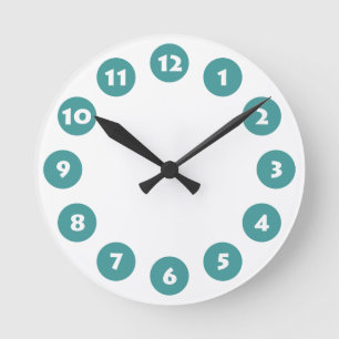 12 Spots - White with Ocean Green on White Round Clock