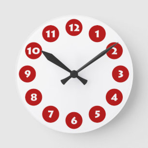 12 Spots - White with Ruby on White Round Clock