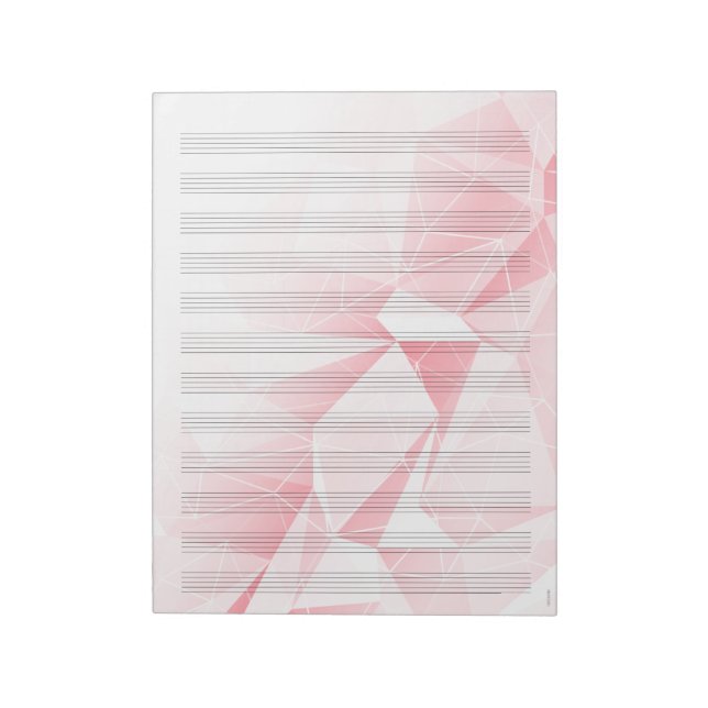 12 Staves White Music Sheet Paper Pink  Notepad (Rotated)