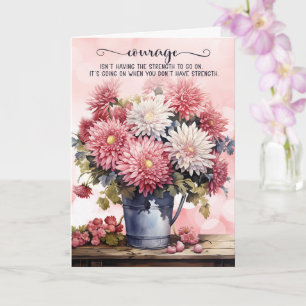 12 Step Encouragement Pink Chrysanthemums Card