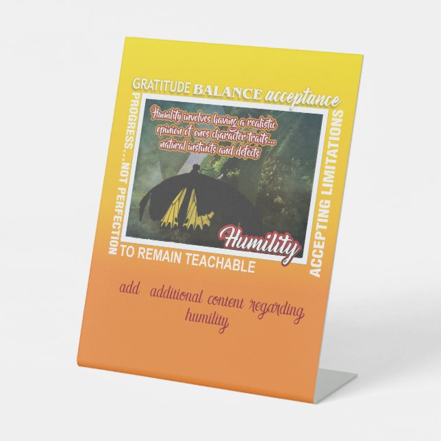 12 step humility plastic sign 26r butterflies (Front)