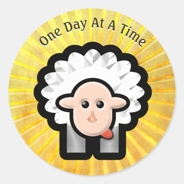 12-Step Lamb in Sunshine - Personalised Classic Round Sticker (Front)