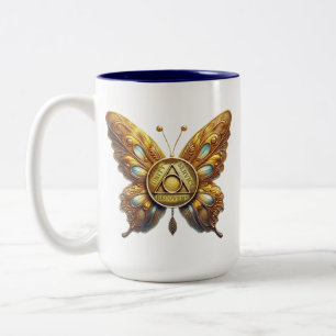 12 Step Program Sober Prayer   Butterfly Coin Mug