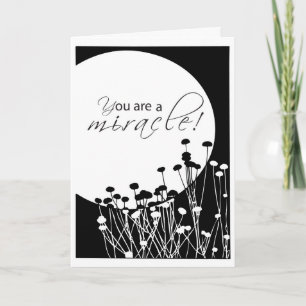 12 Step Recovery Birthday, Black, White Miracles Card