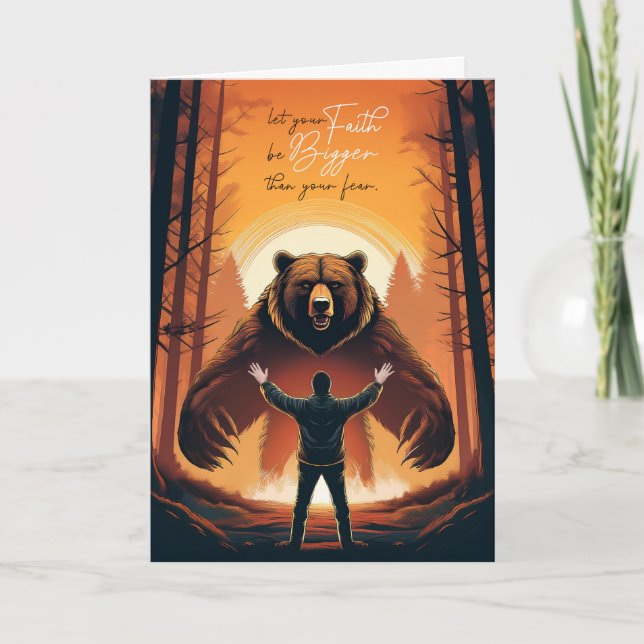 12 Step Recovery Faith Bigger than your Fear Bear Card (Front)