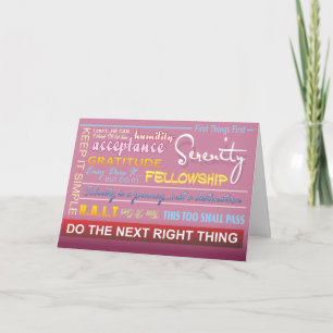 12 step recovery slogans greeting card