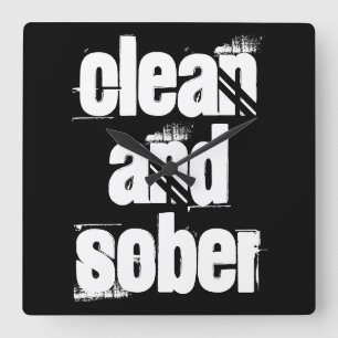 12 Step Recovery Sobriety Slogan Alcoholic Addict Square Wall Clock