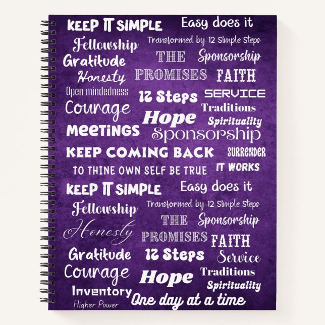 12 Step Recovery Words & Slogans Notebook (Front)