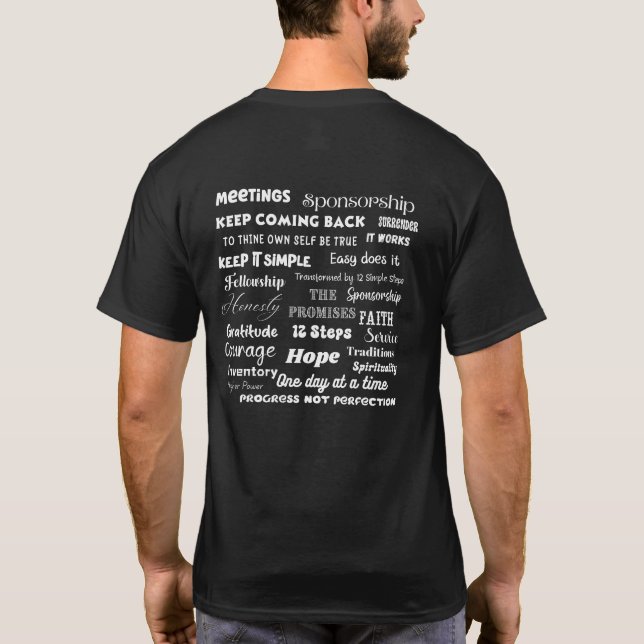 12 Step Recovery Words & Slogans T-Shirt (Back)