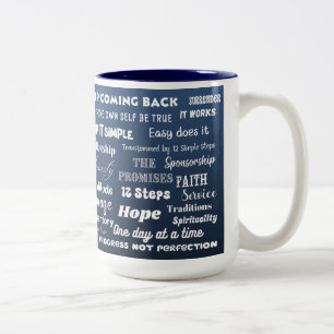 12 Step Recovery Words & Slogans Two-Tone Coffee Mug