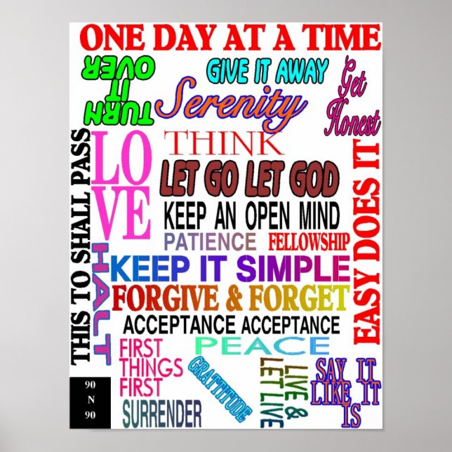 12 step slogans in colour poster (Front)