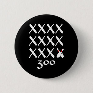 12 Strikes Perfect Bowling Game T Shirt - 300 Bowl 6 Cm Round Badge